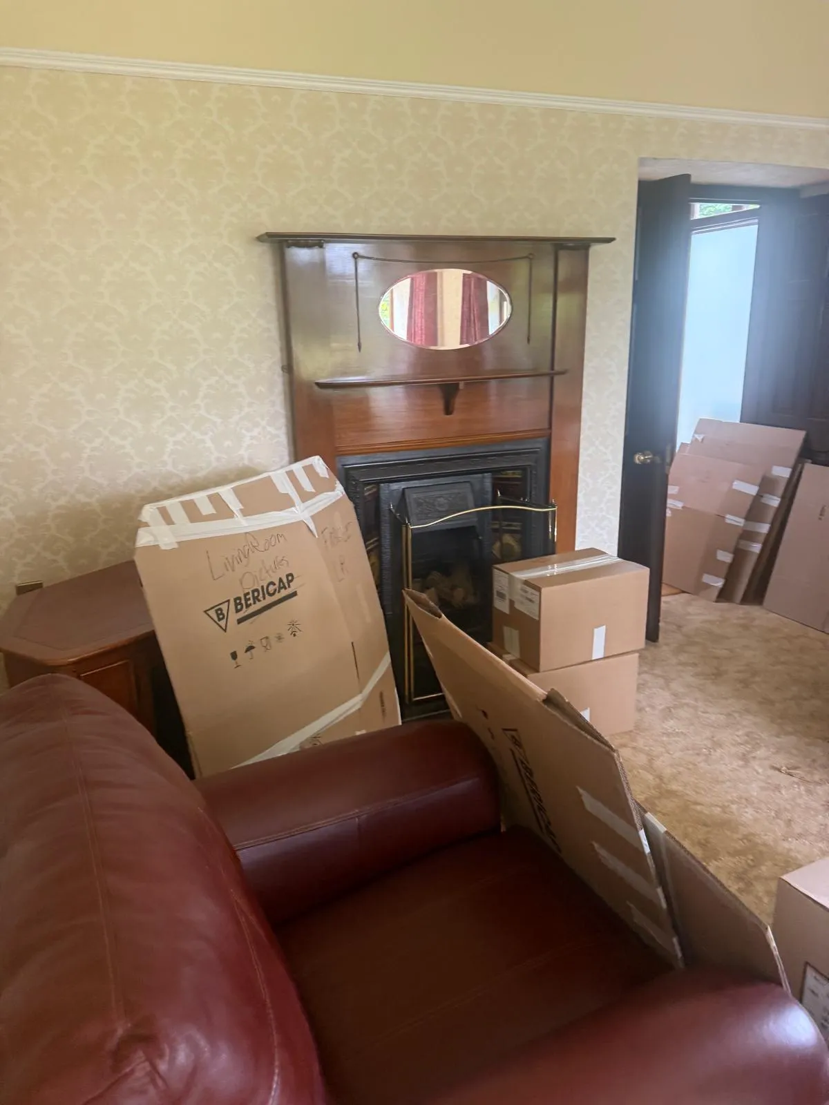 Boxes and packing materials prepared for a house move